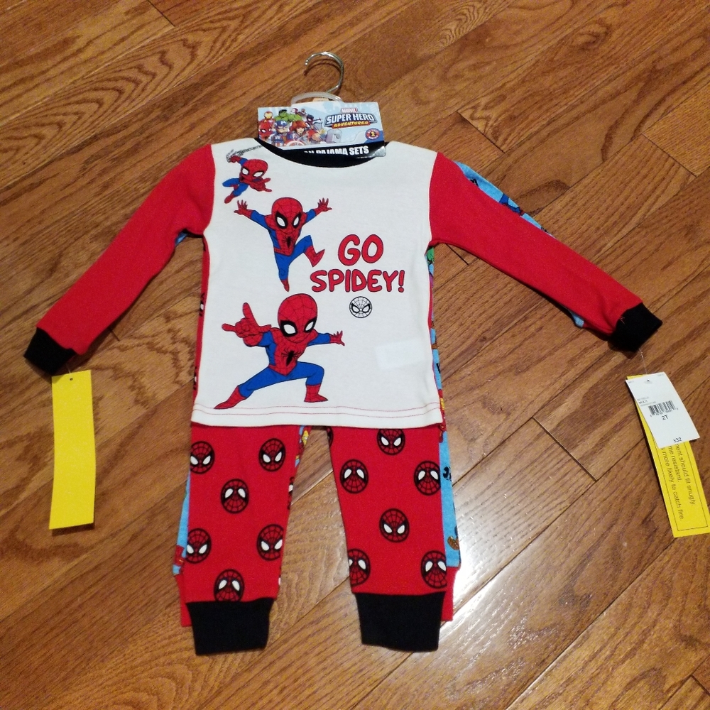 NWT Spiderman and Super Heroes Pajamas Set, 2T